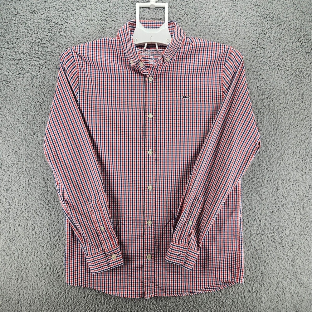 Vineyard Vines On the Go Performance‎ brrr Shirt Boys Large L 16 Red Plaid OTG